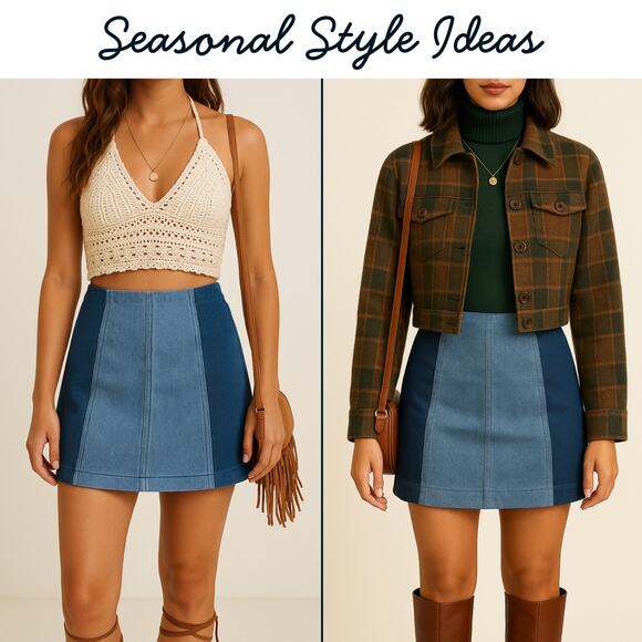 Free People Modern Femme Colorblock Mini Skirt - Picture 2 of 9